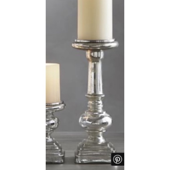 Pottery Barn Mercury Glass Lg Pillar Candle holder